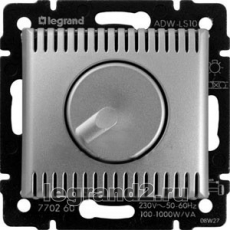 Светорегулятор (диммер) для ламп накаливания (Алюминий) поворотно-нажимной, 100-1000Вт