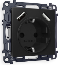 Комплект механизма электрической розетки ALFA MA809010 Черный матовый 2USB A+A 18W 3000mA (быстрая зарядка) 180-220V/50Hz (5V3A, 9V2A, 12V1.5A) с заземлением со шторками 16A-250V 50Hz 2P+E QUANT (AP8090, VM155) Комплект механизма электрической розетки ALFA MA809010 Черный матовый 2USB A+A 18W 3000mA (быстрая зарядка) 180-220V/50Hz (5V3A, 9V2A, 12V1.5A) с заземлением со шторками 16A-250V 50Hz 2P+E QUANT (AP8090, VM155)