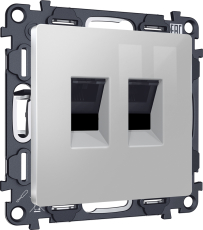 Розетка информационная RJ45 двойная категория 6 (Серебро глянец) Розетка информационная RJ45 двойная категория 6 (Серебро глянец)