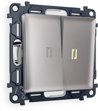 Двухклавишный выключатель с подсветкой (Сталь матовый) 3200K (мягкий теплый свет) Двухклавишный выключатель с подсветкой (Сталь матовый) 3200K (мягкий теплый свет)