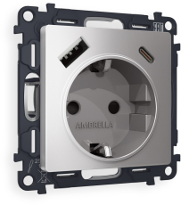 Комплект механизма электрической розетки ALFA MA510010 Сталь матовый 2USB A+C 20W 3000mA (быстрая зарядка) 180-220V/50Hz (5V3A, 9V2.22A, 12V1.66A) с заземлением со шторками 16A-250V 50Hz 2P+E QUANT (AP5100, VM160) Комплект механизма электрической розетки ALFA MA510010 Сталь матовый 2USB A+C 20W 3000mA (быстрая зарядка) 180-220V/50Hz (5V3A, 9V2.22A, 12V1.66A) с заземлением со шторками 16A-250V 50Hz 2P+E QUANT (AP5100, VM160)