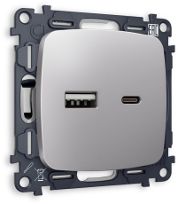 Зарядное устройство USB Ambrella Volt, USB A+C 20W 3000mA (Сталь матовый) Зарядное устройство USB Ambrella Volt, USB A+C 20W 3000mA (Сталь матовый)