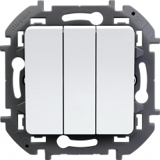 Трёхклавишный выключатель на автозажимах 20A (Белый)