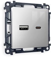 Зарядное устройство USB Ambrella Volt, USB A+C 20W 3000mA, 3A (Серебро глянец) Зарядное устройство USB Ambrella Volt, USB A+C 20W 3000mA, 3A (Серебро глянец)