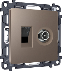 Розетка TV оконечная + компьютерная RJ-45 CAT6 Ambrella ALFA (Тёмная бронза) Розетка TV оконечная + компьютерная RJ-45 CAT6 Ambrella ALFA (Тёмная бронза)