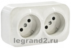 Розетка электрическая Legrand без заземления двойная (Белый)