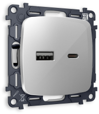Зарядное устройство USB Ambrella Volt, USB A+C 20W 3000mA (Серебро глянец) Зарядное устройство USB Ambrella Volt, USB A+C 20W 3000mA (Серебро глянец)
