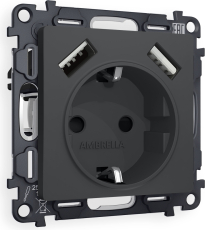 Комплект механизма электрической розетки ALFA MA909010 Графит мягкое касание 2USB A+A 18W 3000mA (быстрая зарядка) 180-220V/50Hz (5V3A, 9V2.22A, 12V1.66A) с заземлением со шторками 16A-250V 50Hz 2P+E QUANT (AP9090, VM155) Комплект механизма электрической розетки ALFA MA909010 Графит мягкое касание 2USB A+A 18W 3000mA (быстрая зарядка) 180-220V/50Hz (5V3A, 9V2.22A, 12V1.66A) с заземлением со шторками 16A-250V 50Hz 2P+E QUANT (AP9090, VM155)