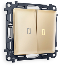 Двухклавишный выключатель с подсветкой (Шампань) 3200K (мягкий теплый свет) Двухклавишный выключатель с подсветкой (Шампань) 3200K (мягкий теплый свет)