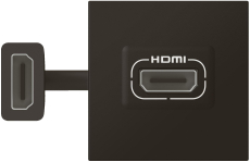 Розетка HDMI - Программа Mosaic - 2 модуля - со шнуром - матовая черная