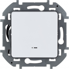 Одноклавишный выключатель с подсветкой/индикацией на автозажимах (Белый)