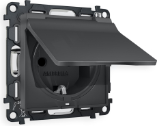 Розетка электрическая Ambrella Volt со шторками с откидной крышкой (Графит soft touch) Розетка электрическая Ambrella Volt со шторками с откидной крышкой (Графит soft touch)