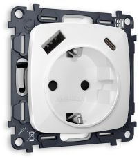 Комплект механизма электрической розетки OMEGA MO110010 Белый глянец 2USB A+C 20W 3000mA (быстрая зарядка) 180-220V/50Hz (5V3A, 9V2.22A, 12V1.66A) с заземлением со шторками 16A-250V 50Hz 2P+E QUANT (OP1100, VM160) Комплект механизма электрической розетки OMEGA MO110010 Белый глянец 2USB A+C 20W 3000mA (быстрая зарядка) 180-220V/50Hz (5V3A, 9V2.22A, 12V1.66A) с заземлением со шторками 16A-250V 50Hz 2P+E QUANT (OP1100, VM160)