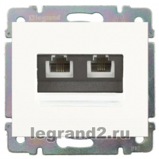 Розетка RJ11 - 2 разъема Legrand Galea Life с лицевой панелью (белый)