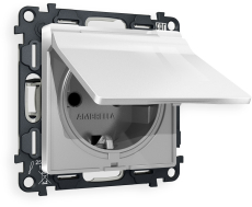 Влагозащищенная розетка электрическая IP44 Ambrella Volt со шторками с откидной крышкой (Серебро глянец) Влагозащищенная розетка электрическая IP44 Ambrella Volt со шторками с откидной крышкой (Серебро глянец)