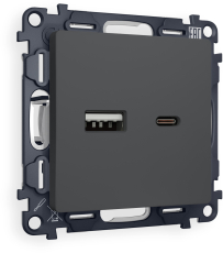 Зарядное устройство USB Ambrella Volt, USB A+C 20W 3000mA, 3A (Графит soft touch) Зарядное устройство USB Ambrella Volt, USB A+C 20W 3000mA, 3A (Графит soft touch)