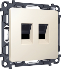 Розетка информационная RJ45 двойная категория 6 (Бежевый матовый) Розетка информационная RJ45 двойная категория 6 (Бежевый матовый)