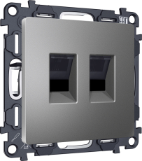 Розетка информационная RJ45 двойная категория 6 (Антрацит серый) Розетка информационная RJ45 двойная категория 6 (Антрацит серый)