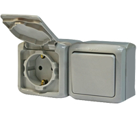 Розетка электрическая Legrand Quteo IP44 (серый)