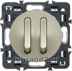 CLN2 Выключатель тонкий двухклавишный Legrand Celiane 10А бесшумный (титан) CLN2 Выключатель тонкий двухклавишный Legrand Celiane 10А бесшумный (титан)