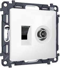 Розетка TV оконечная + компьютерная RJ-45 CAT6 Ambrella ALFA (Белый глянец) Розетка TV оконечная + компьютерная RJ-45 CAT6 Ambrella ALFA (Белый глянец)