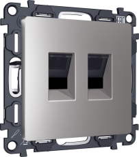 Розетка информационная RJ45 двойная категория 6 (Сталь матовый) Розетка информационная RJ45 двойная категория 6 (Сталь матовый)
