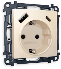 Комплект механизма электрической розетки ALFA MA330010 Бежевый матовый 2USB A+C 20W 3000mA (быстрая зарядка) 180-220V/50Hz (5V3A, 9V2.22A, 12V1.66A) с заземлением со шторками 16A-250V 50Hz 2P+E QUANT (AP3300, VM160) Комплект механизма электрической розетки ALFA MA330010 Бежевый матовый 2USB A+C 20W 3000mA (быстрая зарядка) 180-220V/50Hz (5V3A, 9V2.22A, 12V1.66A) с заземлением со шторками 16A-250V 50Hz 2P+E QUANT (AP3300, VM160)