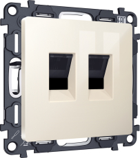 Розетка информационная RJ45 двойная категория 6 (Бежевый глянец) Розетка информационная RJ45 двойная категория 6 (Бежевый глянец)