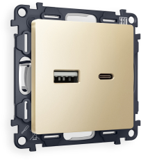 Зарядное устройство USB Ambrella Volt, USB A+C 20W 3000mA, 3A (Шампань) Зарядное устройство USB Ambrella Volt, USB A+C 20W 3000mA, 3A (Шампань)