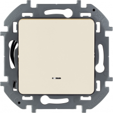 Одноклавишный выключатель с подсветкой/индикацией на автозажимах (Слоновая кость)