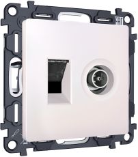 Розетка TV оконечная + компьютерная RJ-45 CAT6 Ambrella ALFA (Жемчуг) Розетка TV оконечная + компьютерная RJ-45 CAT6 Ambrella ALFA (Жемчуг)