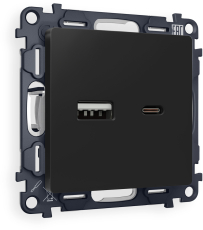 Зарядное устройство USB Ambrella Volt, USB A+C 20W 3000mA, 3A (Чёрный матовый) Зарядное устройство USB Ambrella Volt, USB A+C 20W 3000mA, 3A (Чёрный матовый)