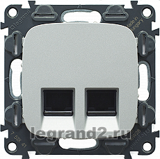 Розетка двойная RJ45 Кат.6 UTP Valena Allure (алюминий) Розетка двойная RJ45 Кат.6 UTP Valena Allure (алюминий)