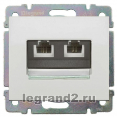 Розетка RJ11 - 2 разъема с лицевой панелью Legrand Galea Life (алюминий)