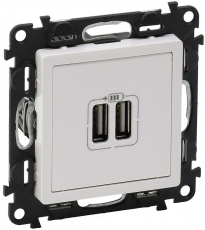 Зарядное устройство с двумя USB-разьемами 240В/5В 1500мА Valena Life (белое)
