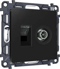 Розетка TV оконечная + компьютерная RJ-45 CAT6 Ambrella ALFA (Чёрный матовый) Розетка TV оконечная + компьютерная RJ-45 CAT6 Ambrella ALFA (Чёрный матовый)