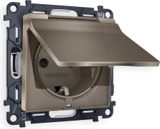 Розетка электрическая Ambrella Volt со шторками с откидной крышкой (Тёмная бронза) Розетка электрическая Ambrella Volt со шторками с откидной крышкой (Тёмная бронза)