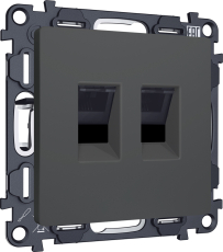 Розетка информационная RJ45 двойная категория 6 (Графит soft touch) Розетка информационная RJ45 двойная категория 6 (Графит soft touch)