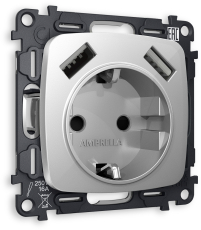 Комплект механизма электрической розетки OMEGA MO409010 Серебро глянец 2USB A+A 18W 3000mA (быстрая зарядка) 180-220V/50Hz (5V3A, 9V2A, 12V1.5A) с заземлением со ошторкамии 16A-250V 50Hz 2P+E QUANT (OP4090, VM155) Комплект механизма электрической розетки OMEGA MO409010 Серебро глянец 2USB A+A 18W 3000mA (быстрая зарядка) 180-220V/50Hz (5V3A, 9V2A, 12V1.5A) с заземлением со ошторкамии 16A-250V 50Hz 2P+E QUANT (OP4090, VM155)
