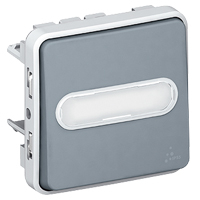 Кнопочный выключатель с держателем этикетки IP55 Plexo (серый)