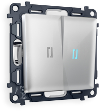 Двухклавишный выключатель с подсветкой (Серебро глянец) 10000K (голубой свет) Двухклавишный выключатель с подсветкой (Серебро глянец) 10000K (голубой свет)