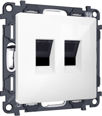 Розетка информационная RJ45 двойная категория 6 (Белый глянец) Розетка информационная RJ45 двойная категория 6 (Белый глянец)