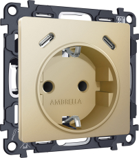 Комплект механизма электрической розетки 2USB С+C 20W (быстрая зарядка) с/з на винтовых зажимах 16A-250V ALFA MA610510 Шампань QUANT (AP6105, VM165) Комплект механизма электрической розетки 2USB С+C 20W (быстрая зарядка) с/з на винтовых зажимах 16A-250V ALFA MA610510 Шампань QUANT (AP6105, VM165)