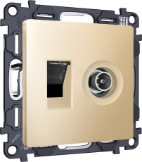 Розетка TV оконечная + компьютерная RJ-45 CAT6 Ambrella ALFA (Шампань) Розетка TV оконечная + компьютерная RJ-45 CAT6 Ambrella ALFA (Шампань)