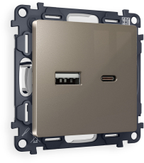 Зарядное устройство USB Ambrella Volt, USB A+C 20W 3000mA, 3A (Тёмная бронза) Зарядное устройство USB Ambrella Volt, USB A+C 20W 3000mA, 3A (Тёмная бронза)