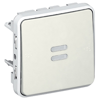 Кнопочный выключатель с подсветкой Н.О. контакт IP55 Plexo (белый)