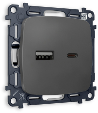 Зарядное устройство USB Ambrella Volt, USB A+C 20W 3000mA (Графит soft touch) Зарядное устройство USB Ambrella Volt, USB A+C 20W 3000mA (Графит soft touch)