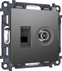 Розетка TV оконечная + компьютерная RJ-45 CAT6 Ambrella ALFA (Антрацит серый) Розетка TV оконечная + компьютерная RJ-45 CAT6 Ambrella ALFA (Антрацит серый)