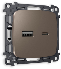 Зарядное устройство USB Ambrella Volt, USB A+C 20W 3000mA (Тёмная бронза) Зарядное устройство USB Ambrella Volt, USB A+C 20W 3000mA (Тёмная бронза)