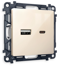 Зарядное устройство USB Ambrella Volt, USB A+C 20W 3000mA, 3A (Бежевый глянец) Зарядное устройство USB Ambrella Volt, USB A+C 20W 3000mA, 3A (Бежевый глянец)